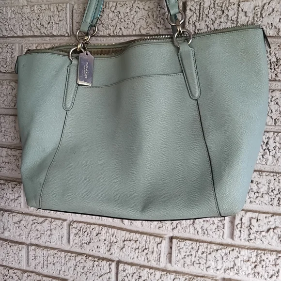 Coach Light Blue Leather Tote - Picture 3 of 16